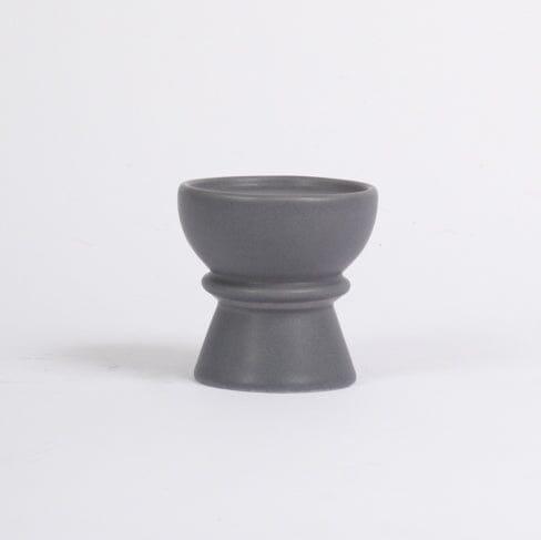 Ackton 9cm Ceramic Pillar Candle Holder - Set of 2 - Grey - Laura James