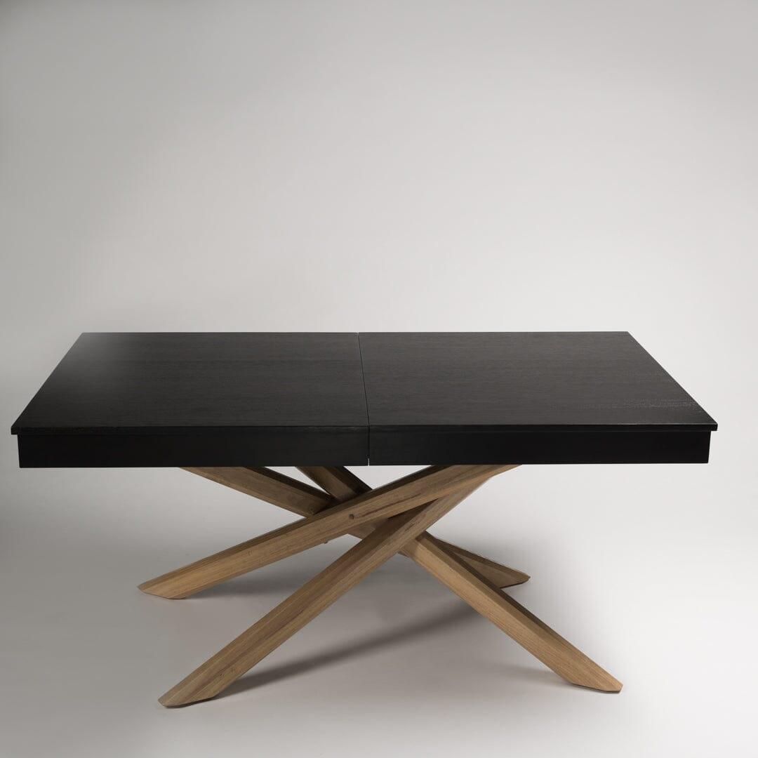 Black Wood Dining Table with Oak Legs