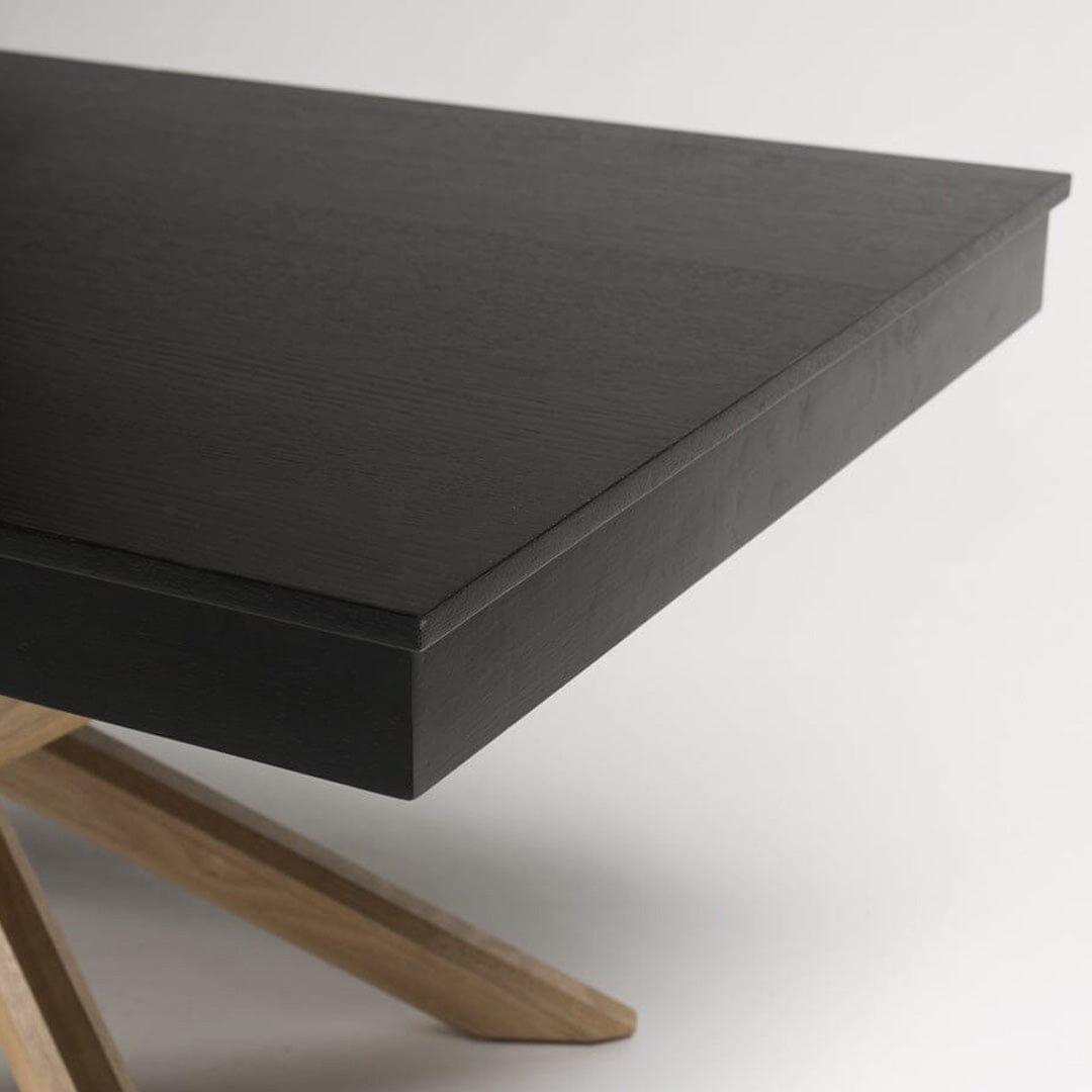 Amelia Black Oak Top Dining Table with Oak Legs - Laura James