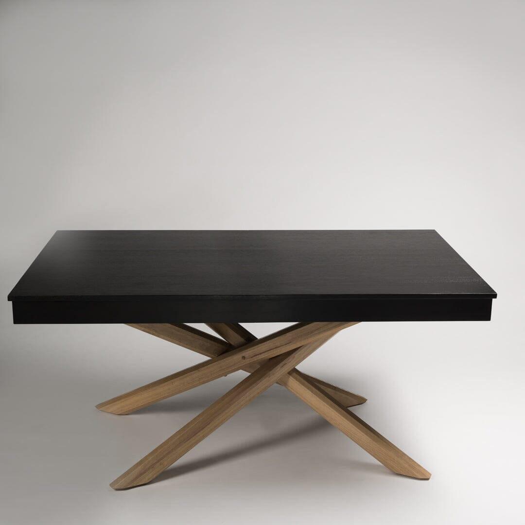 Amelia Black Oak Top Dining Table with Oak Legs - Laura James