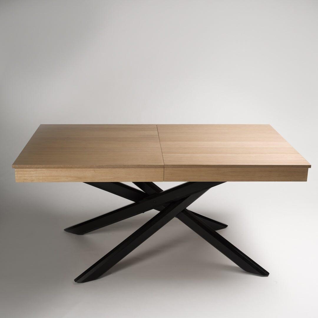 Amelia Extendable Oak Top Dining Table with Rustic Black Legs