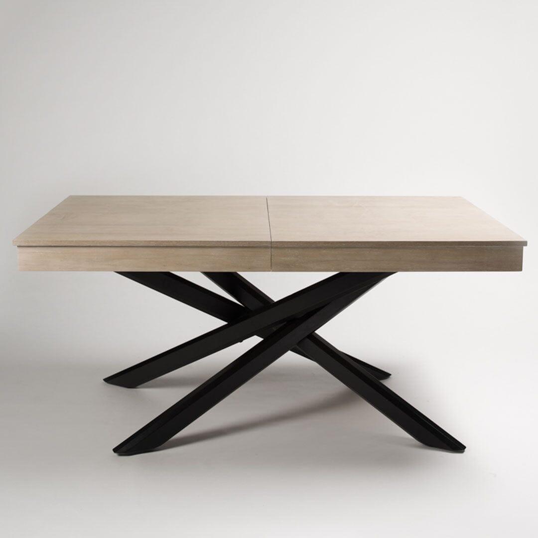 Amelia 8-10 seat extendable dining table - whitewash top with black legs