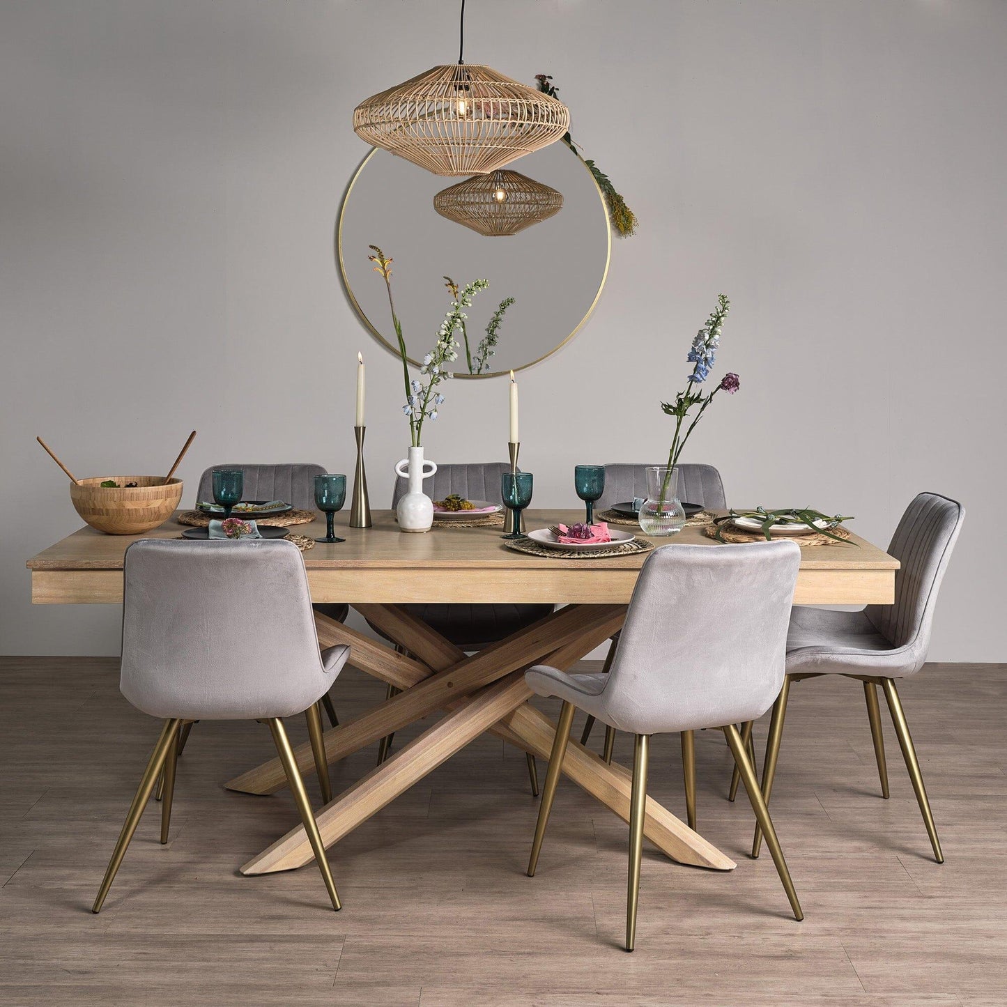 Amelia Whitewash Oak Dining Table