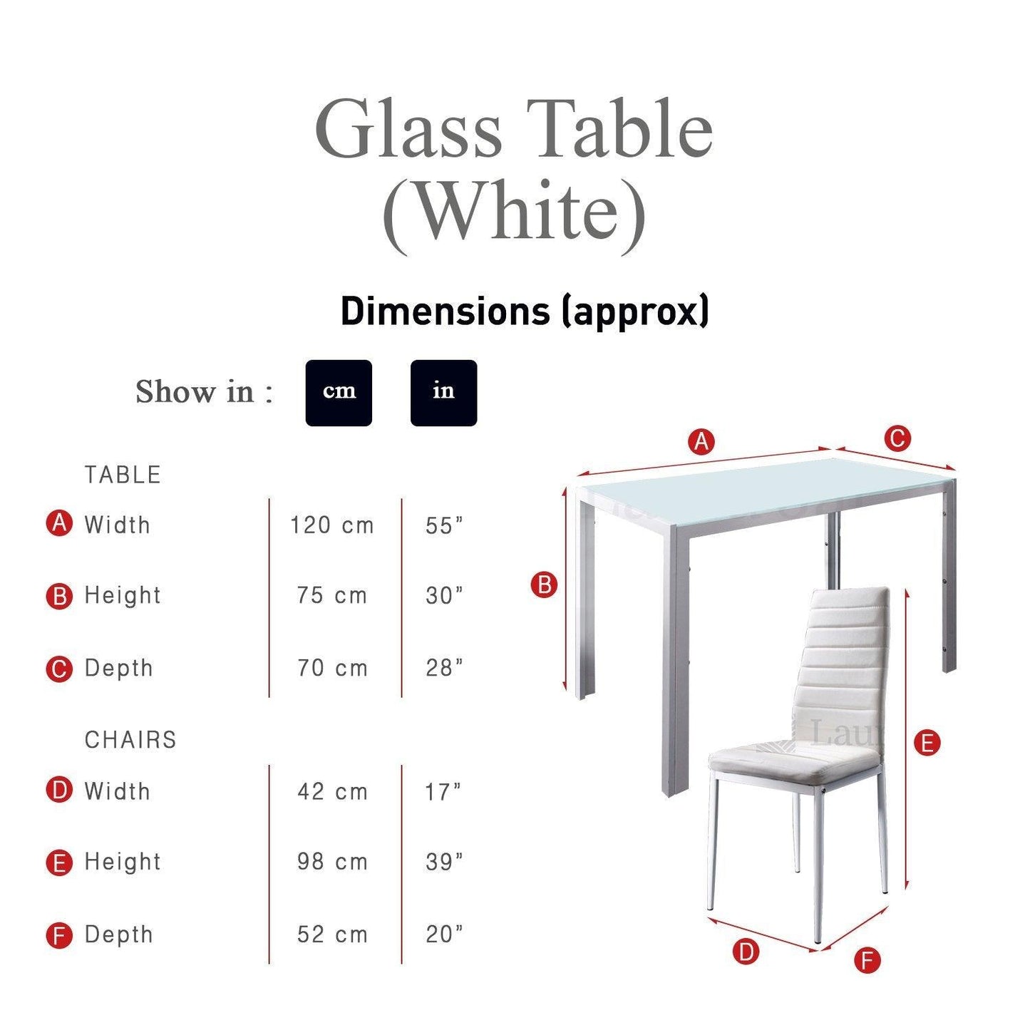 White Dining Table and Chairs - 4 Seater Set - Laura James