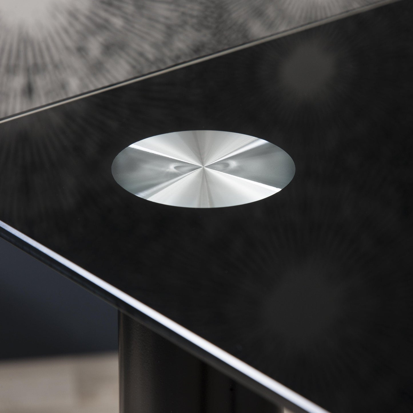 Glass Dining Table Set and 6 Black Chairs Set - Laura James