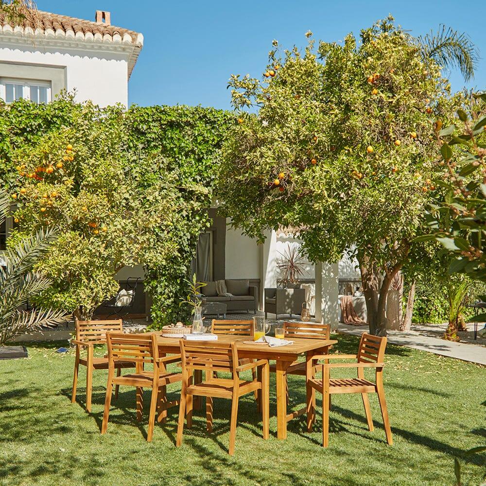 Aspen Outdoor Extendable Dining Set - With 6 Chairs - Laura James