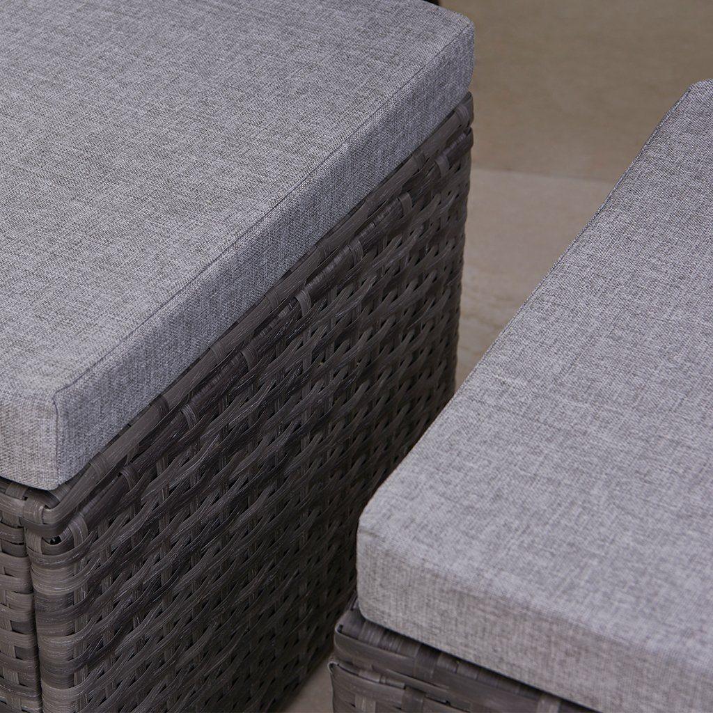 Aston Rattan Corner Sofa Set - Grey Lean Over Parasol - 9 Seater - Grey - Laura James