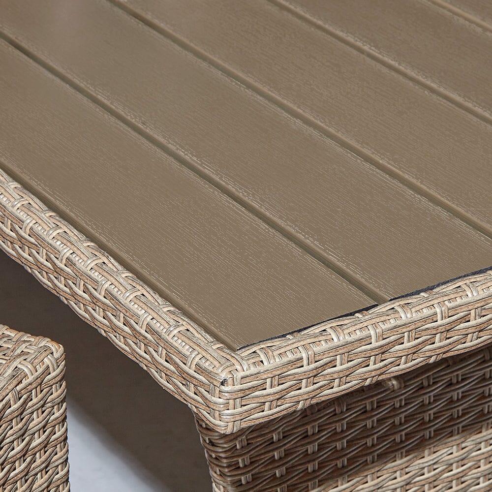 Aston rattan Corner Sofa Set premium grey LED parasol - 9 seater - natural brown - polywood table top