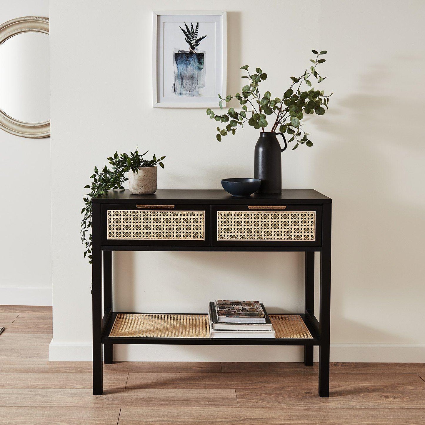 Charlie console table - cane front - black - Laura James