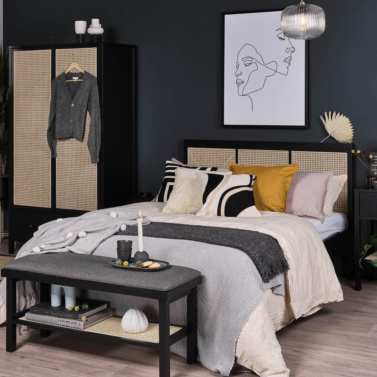 Charlie king size bed frame - black - Laura James