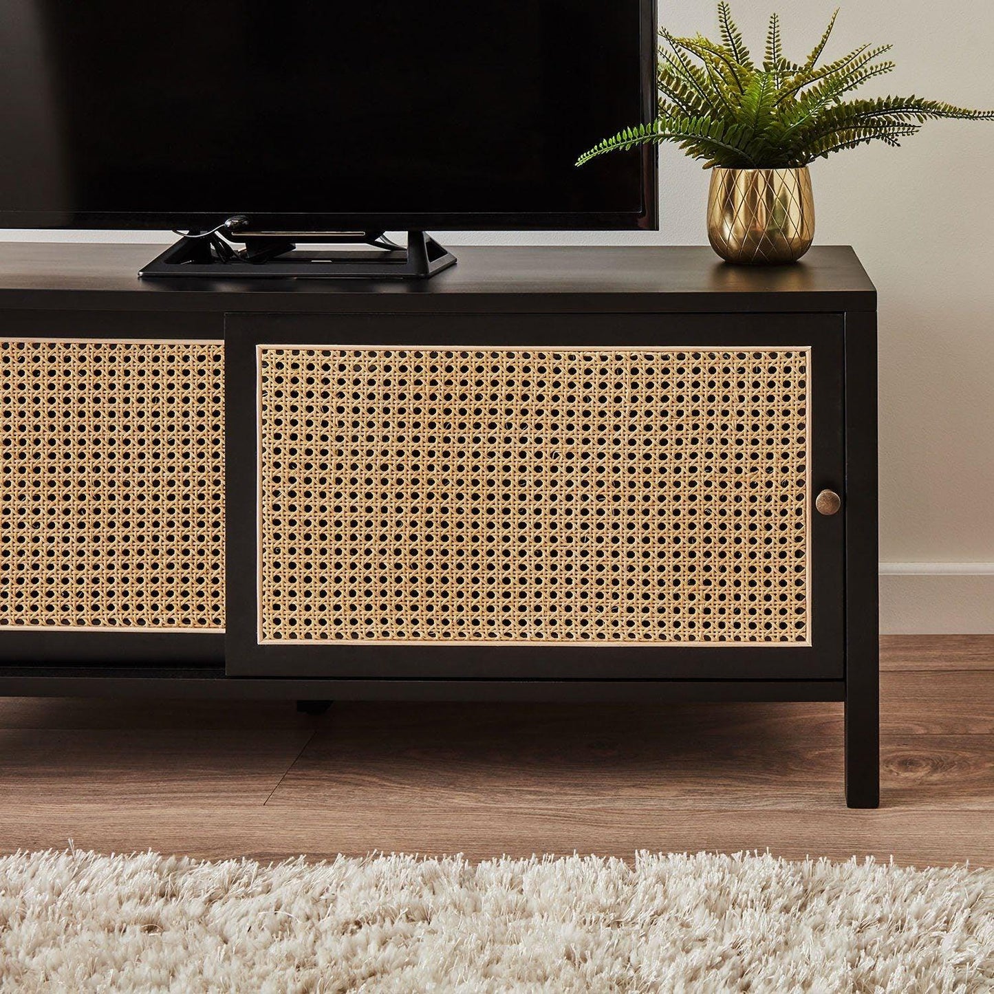 Charlie TV unit - cane front - black - Laura James