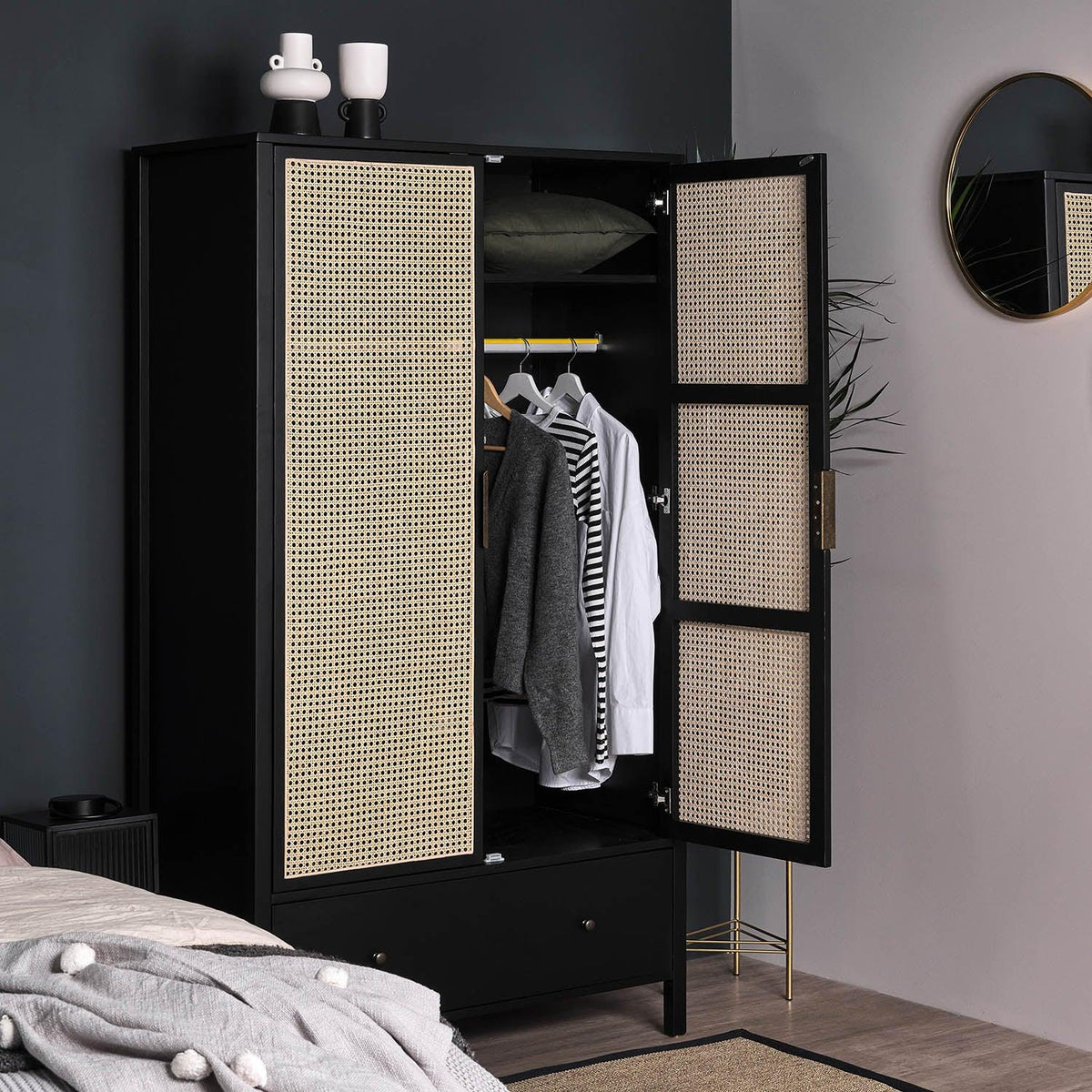 Charlie wardrobe - 2 door - Black - Laura James