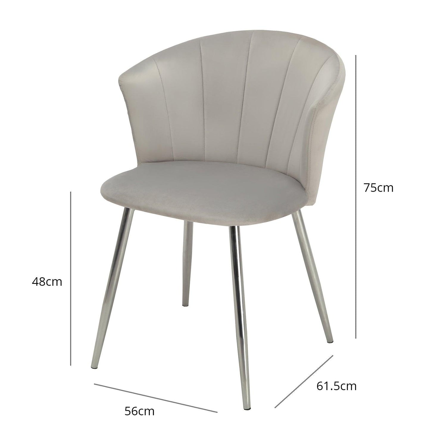Cleo dining chair - grey velvet and chrome - Laura James