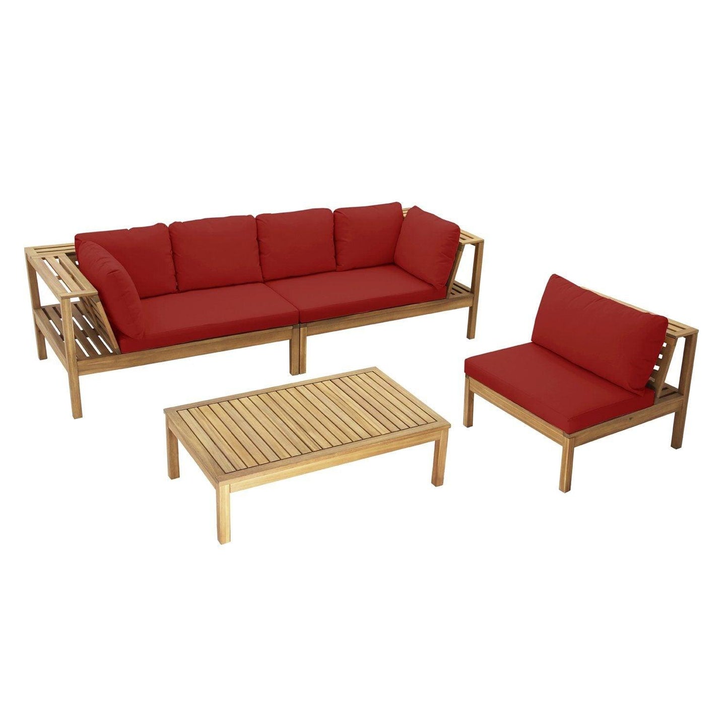 Dakota outdoor sofa set with cream LED premium parasol - acacia wood
