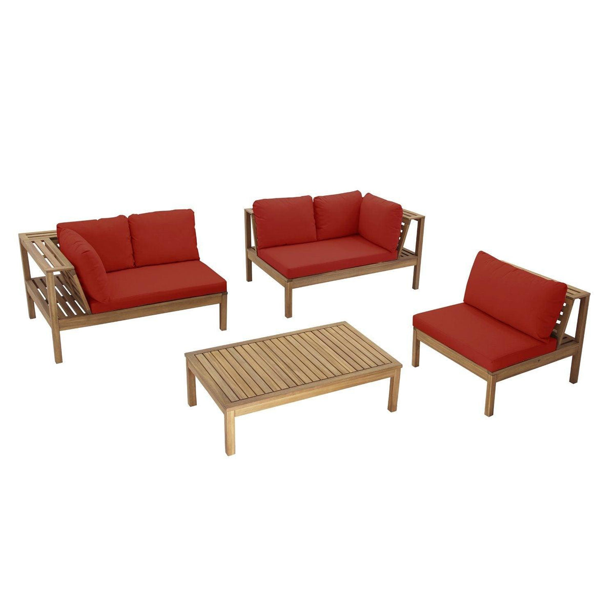 Dakota outdoor sofa set with cream LED premium parasol - acacia wood