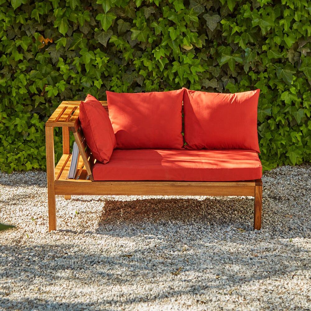 Dakota outdoor sofa set with cream LED premium parasol - acacia wood