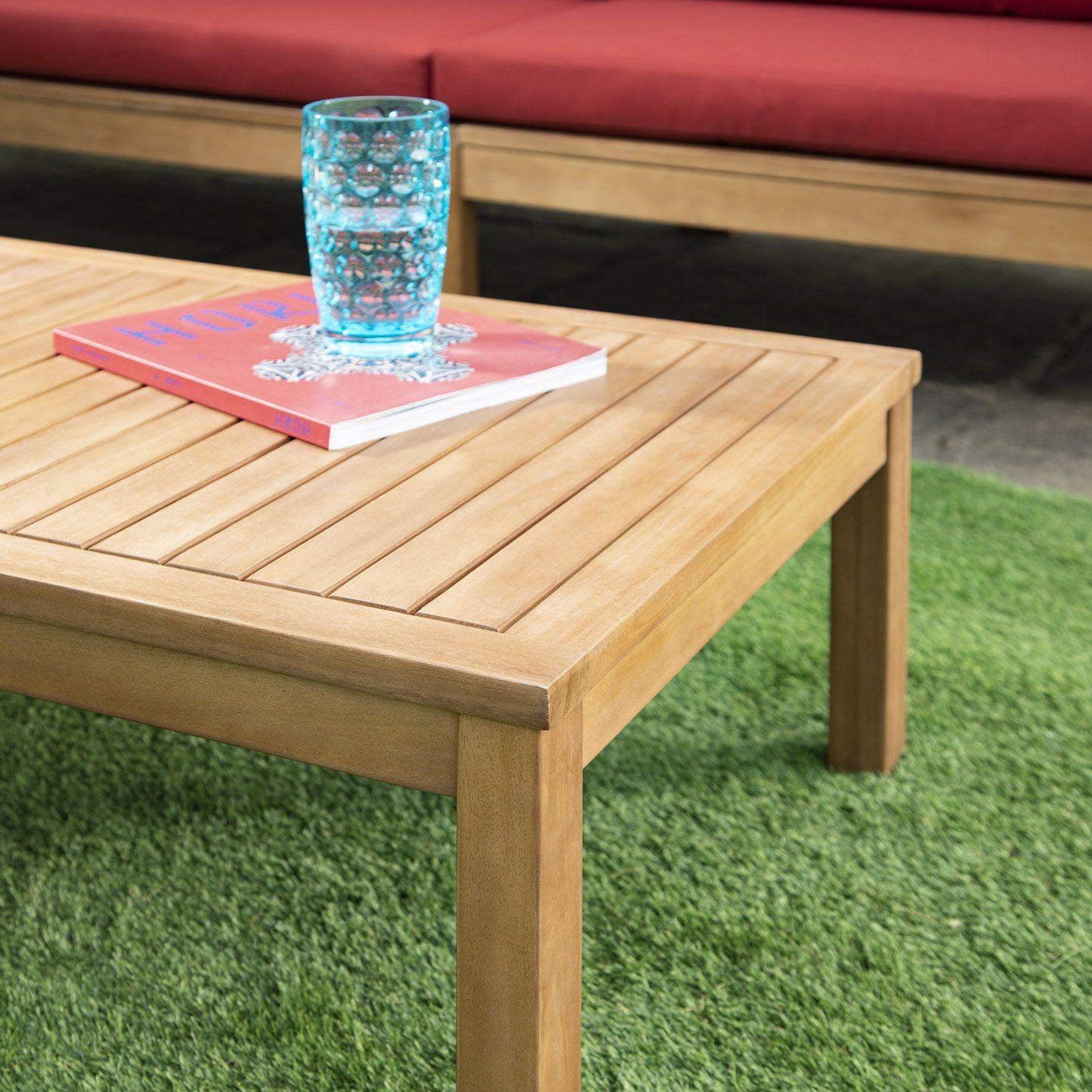 Dakota outdoor sofa set with cream parasol - acacia wood