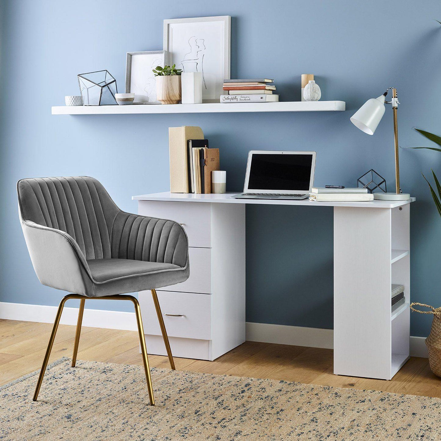 Darcy swivel chair - velvet - grey and gold - Laura James