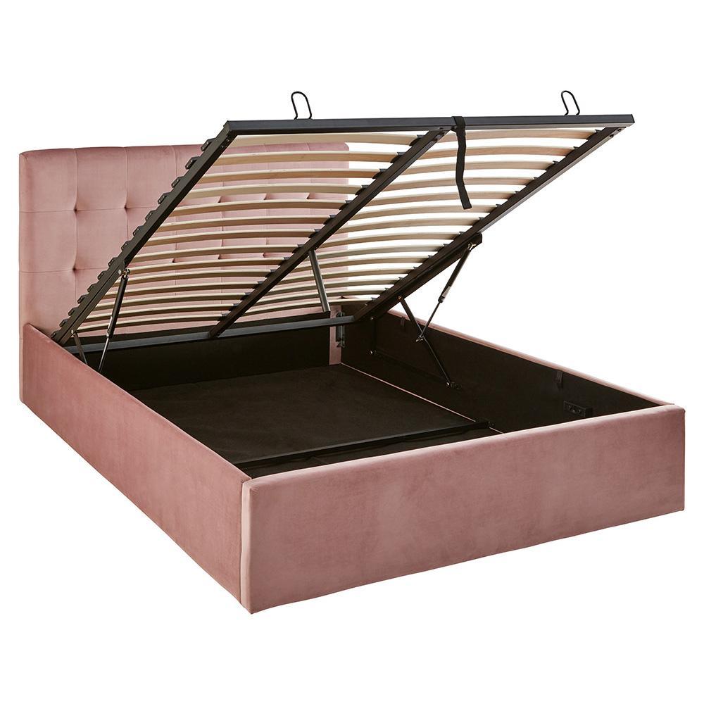 Pink velvet king size ottoman bed frame - Laura James