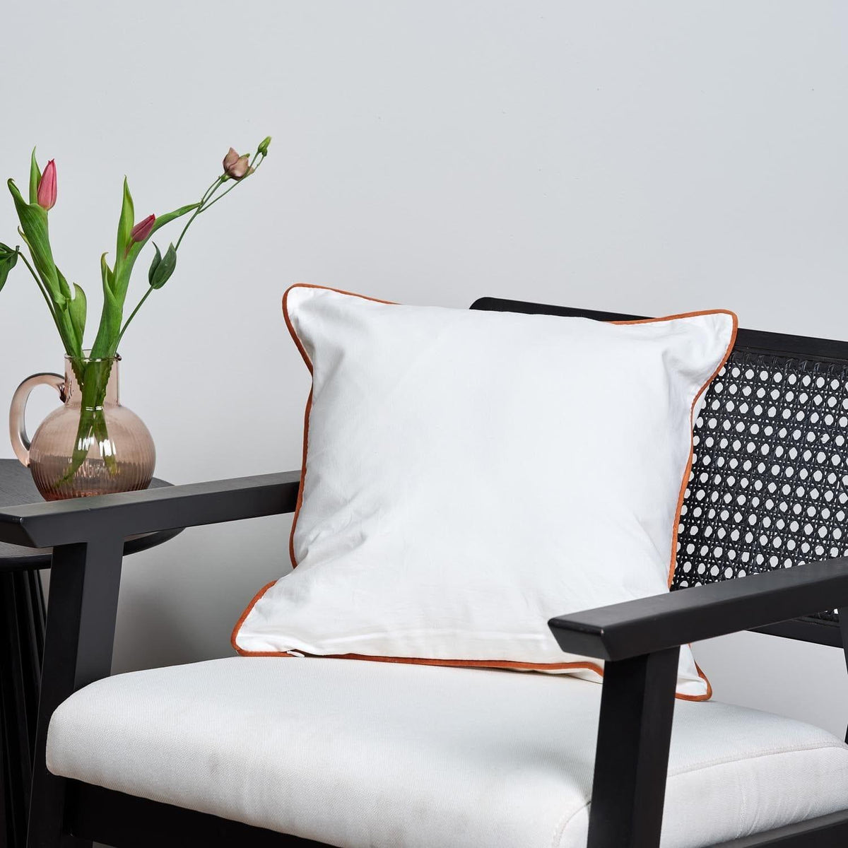 Elsham 45x45cm Velvet Trim Cushion Cover - Burnt Orange - Laura James