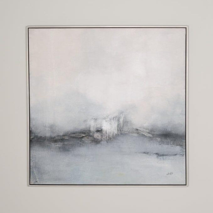 Seascape Silver Framed Canvas Print - 82x82cm - Laura James