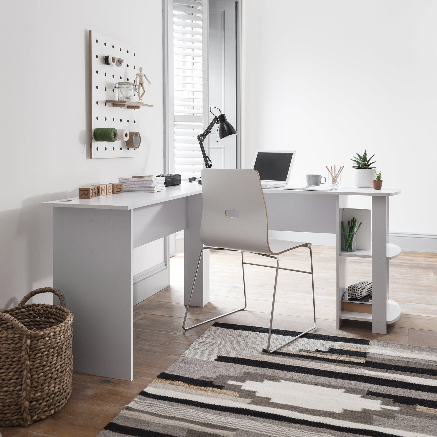 White Corner Computer Desk For Home Office - Laura James