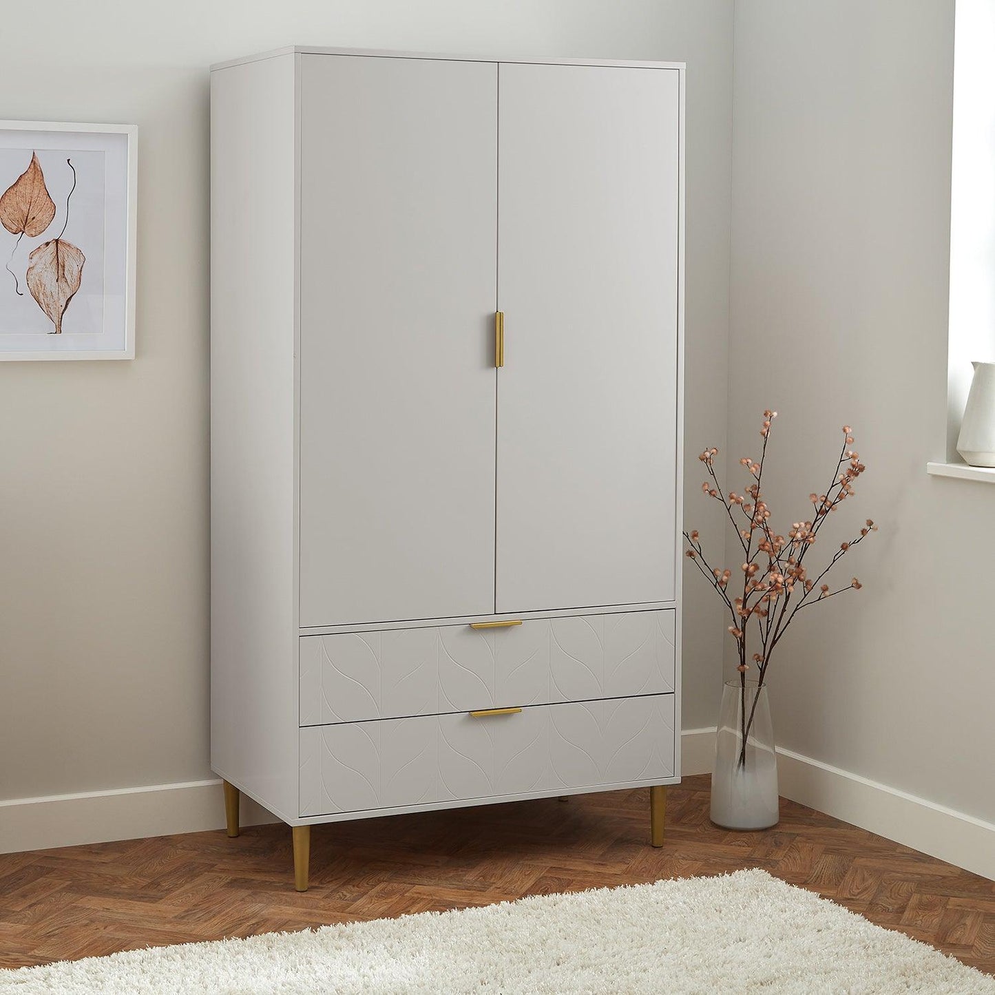 Gloria 3 piece bedroom furniture set - 4 over 4 chest of drawers - grey - Laura James