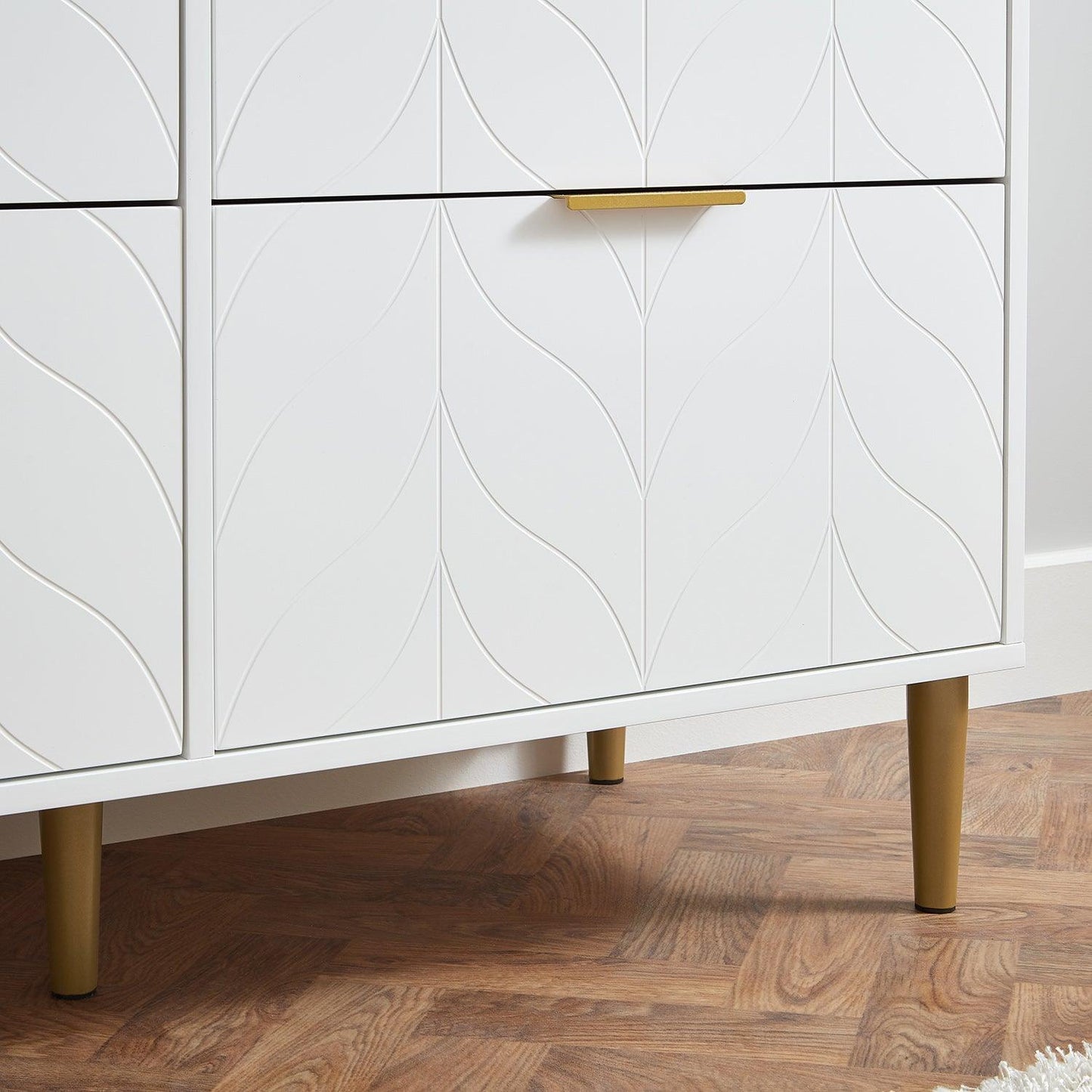 Gloria 3 piece bedroom furniture set - 4 over 4 chest of drawers - white - Laura James