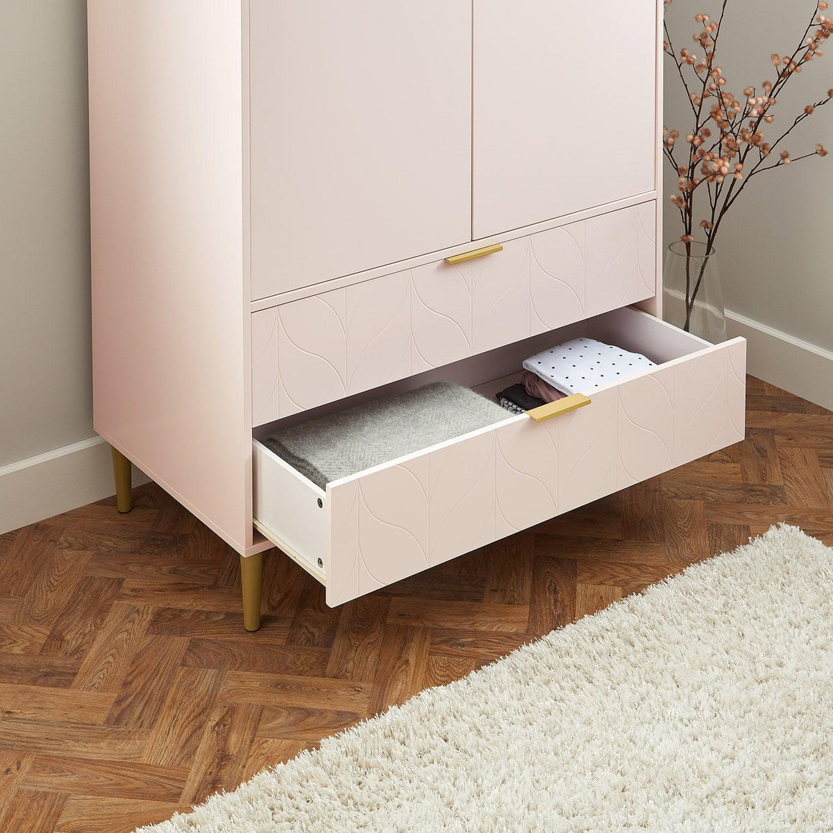 Gloria 4 piece bedroom furniture set - 3 drawer chest of drawers - pale pink - Laura James
