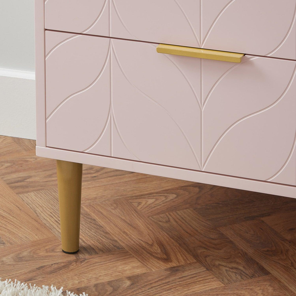 Gloria 4 piece bedroom furniture set - 3 drawer chest of drawers - pale pink - Laura James