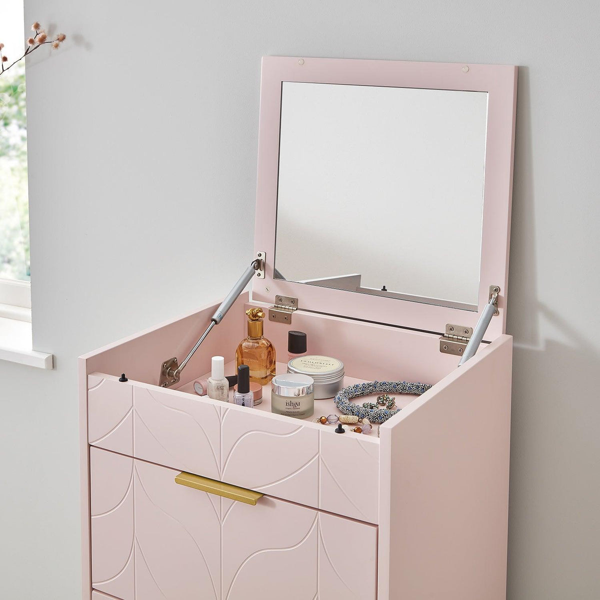 Gloria wardrobe and drawers set - 4 over 4 chest of drawers - pale pink - Laura James