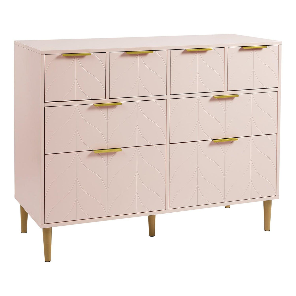 Gloria chest of drawers - 4 over 4 - pale pink & brass effect - laura James