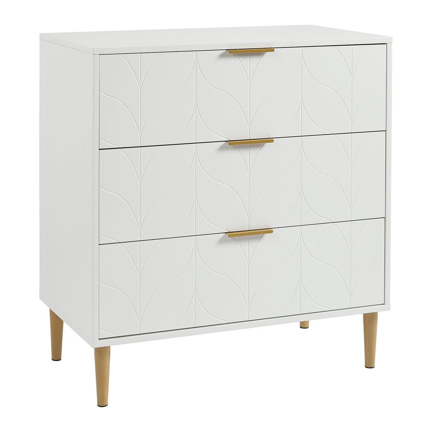 Gloria chest of drawers - white & brass effect - Laura James