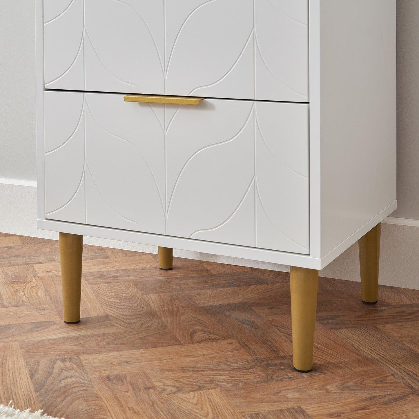 Gloria tallboy - white and brass effect - Laura James