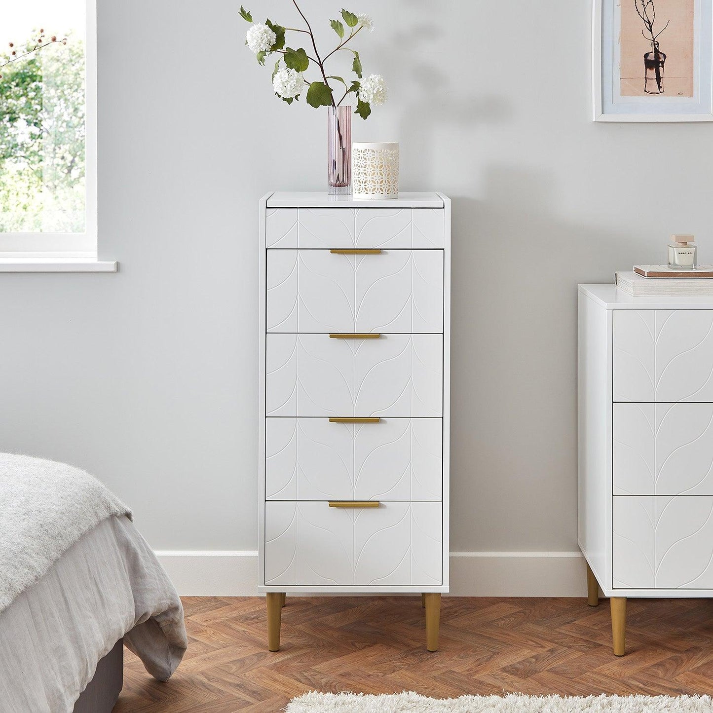 Gloria tallboy - white and brass effect - Laura James
