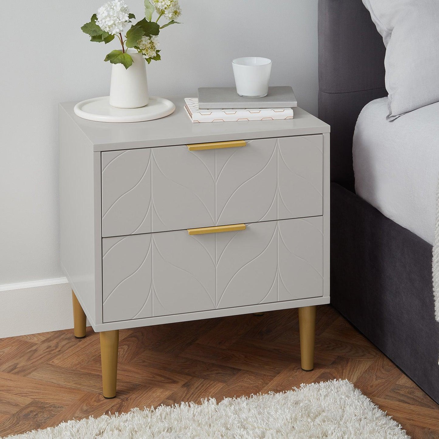 Gloria wardrobe and drawers set - 4 over 4 chest of drawers - grey