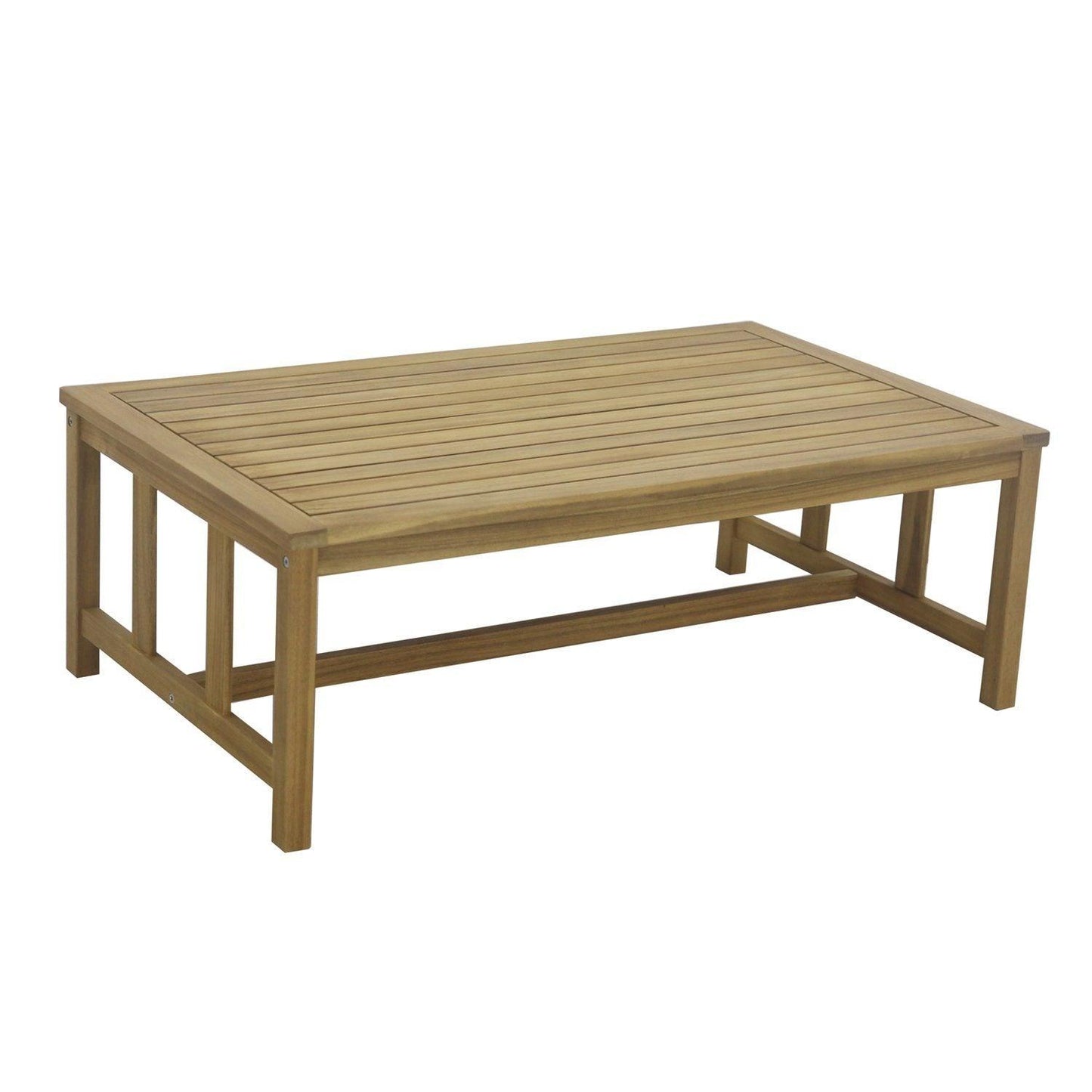 Harrelson Outdoor Wooden Double Sofa Set with 2 Armchairs & Cream LED Parasol - Laura James