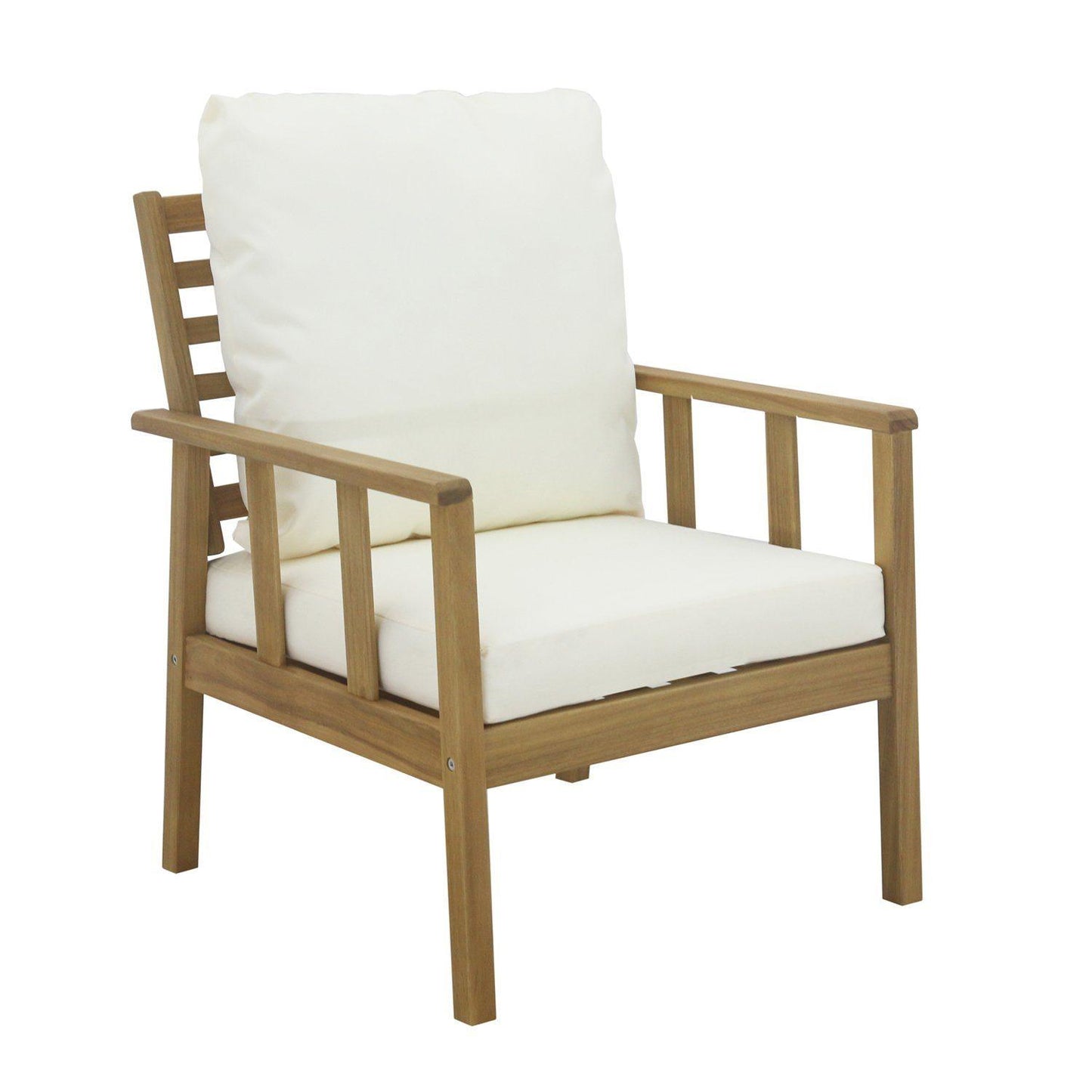 Harrelson Outdoor Wooden Double Sofa Set with 2 Armchairs & Cream LED Parasol - Laura James