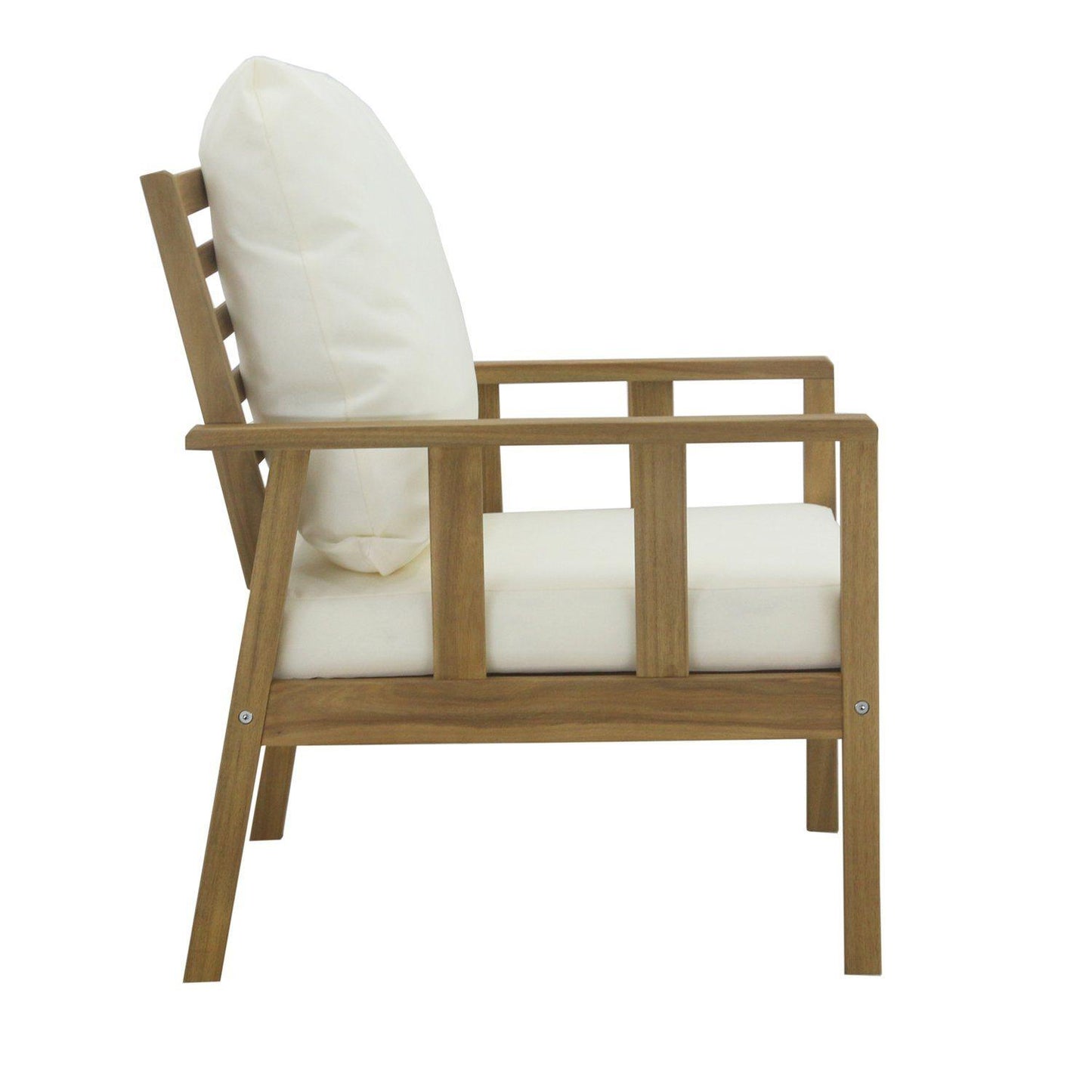 Harrelson Outdoor Wooden Double Sofa Set with 2 Armchairs & Cream LED Parasol - Laura James