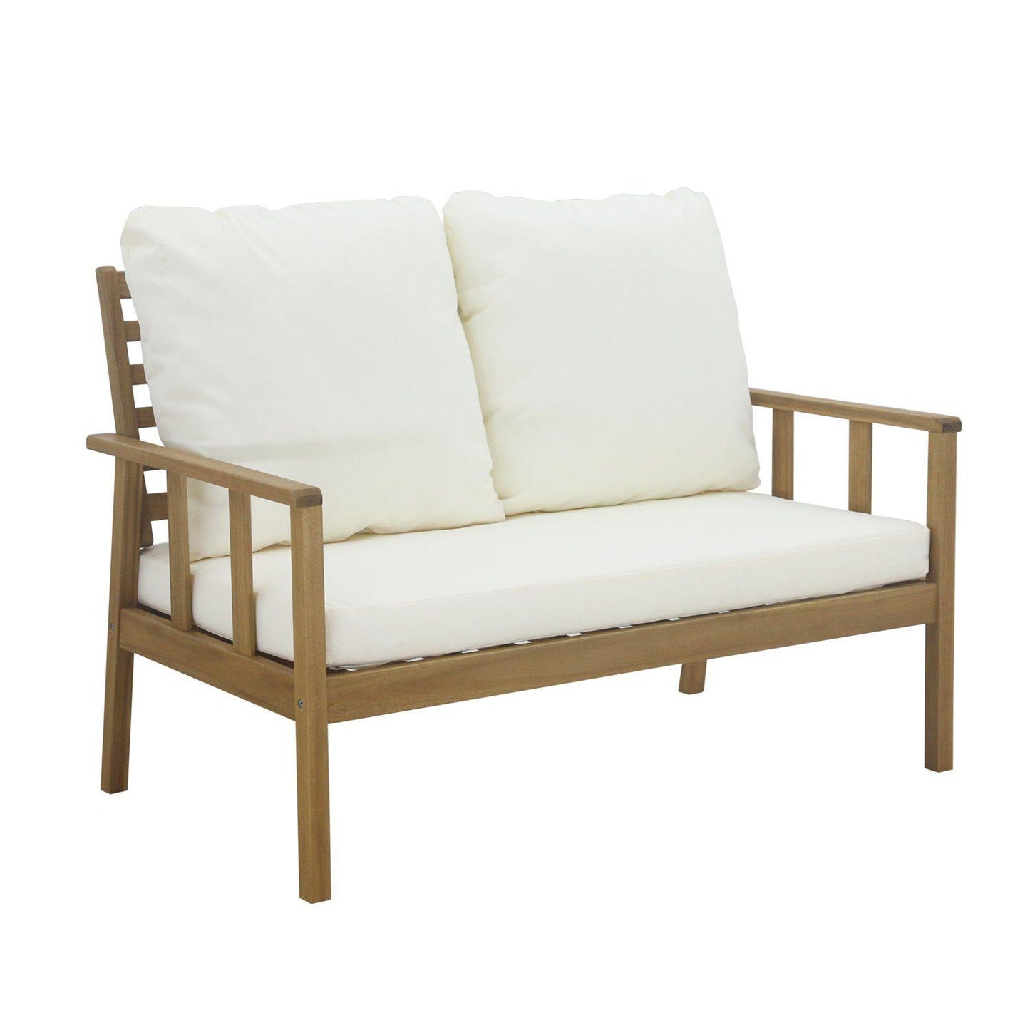 Harrelson outdoor sofa set with grey LED cantilever parasol - solid wood and white - Laura James