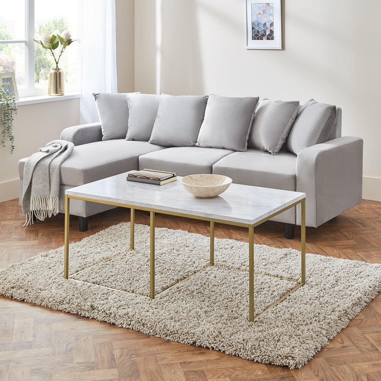Jay coffee table and side table set - marble effect and gold - Laura James