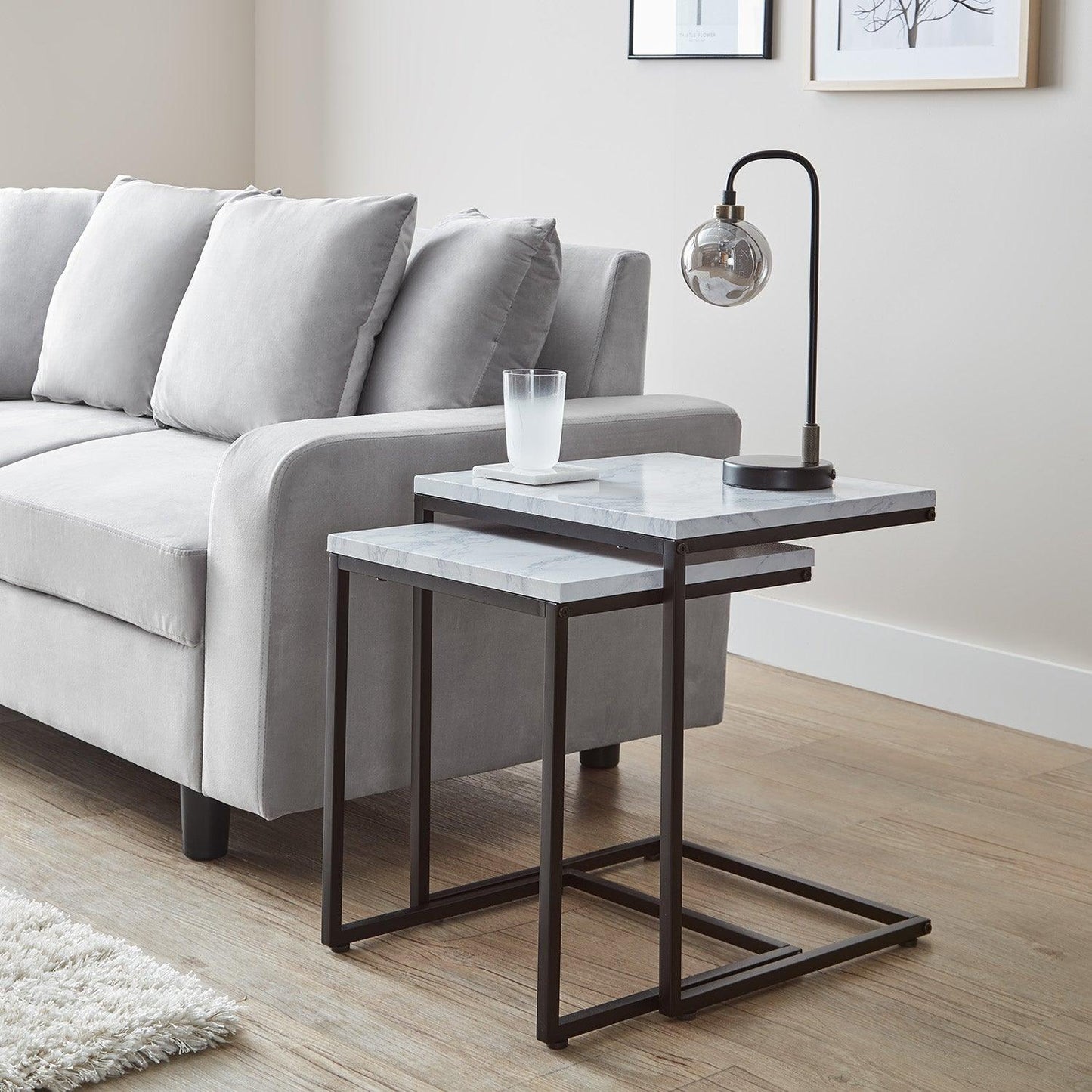 Jay nest of tables - Marble effect and black - Laura James