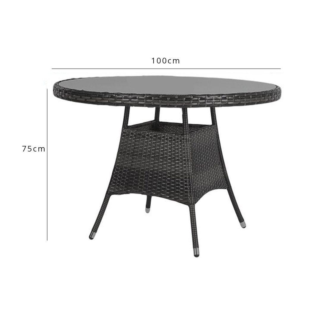 Kemble 4 Seater Outdoor Round Dining Table - Black - Laura James