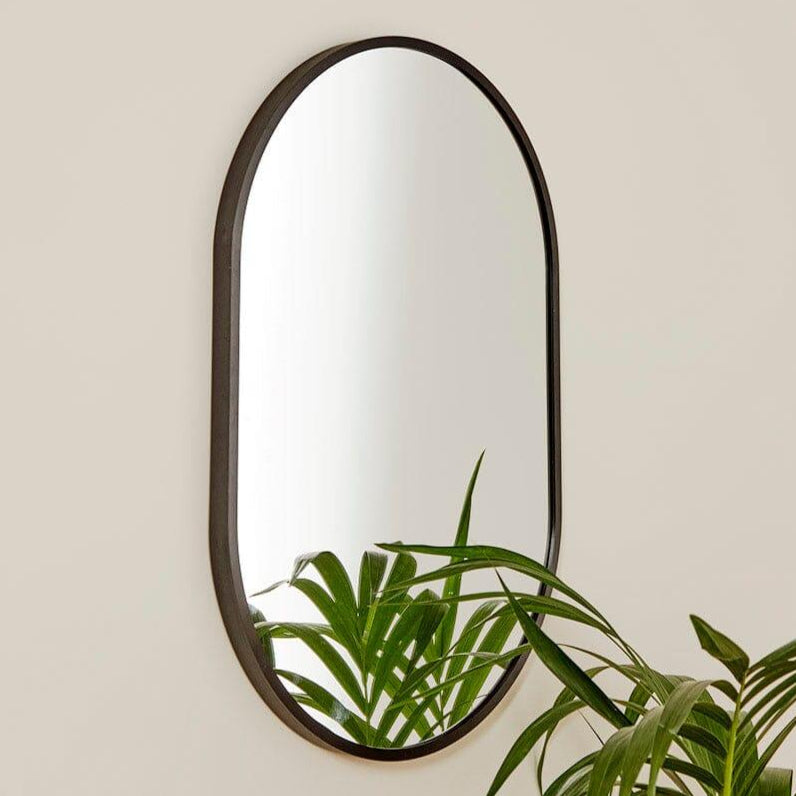 Capsule Black Metal Wall Mirror - Laura James