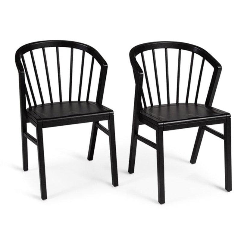 Wooden Spindle Dining Chair - Set of 2 - Black - Laura James