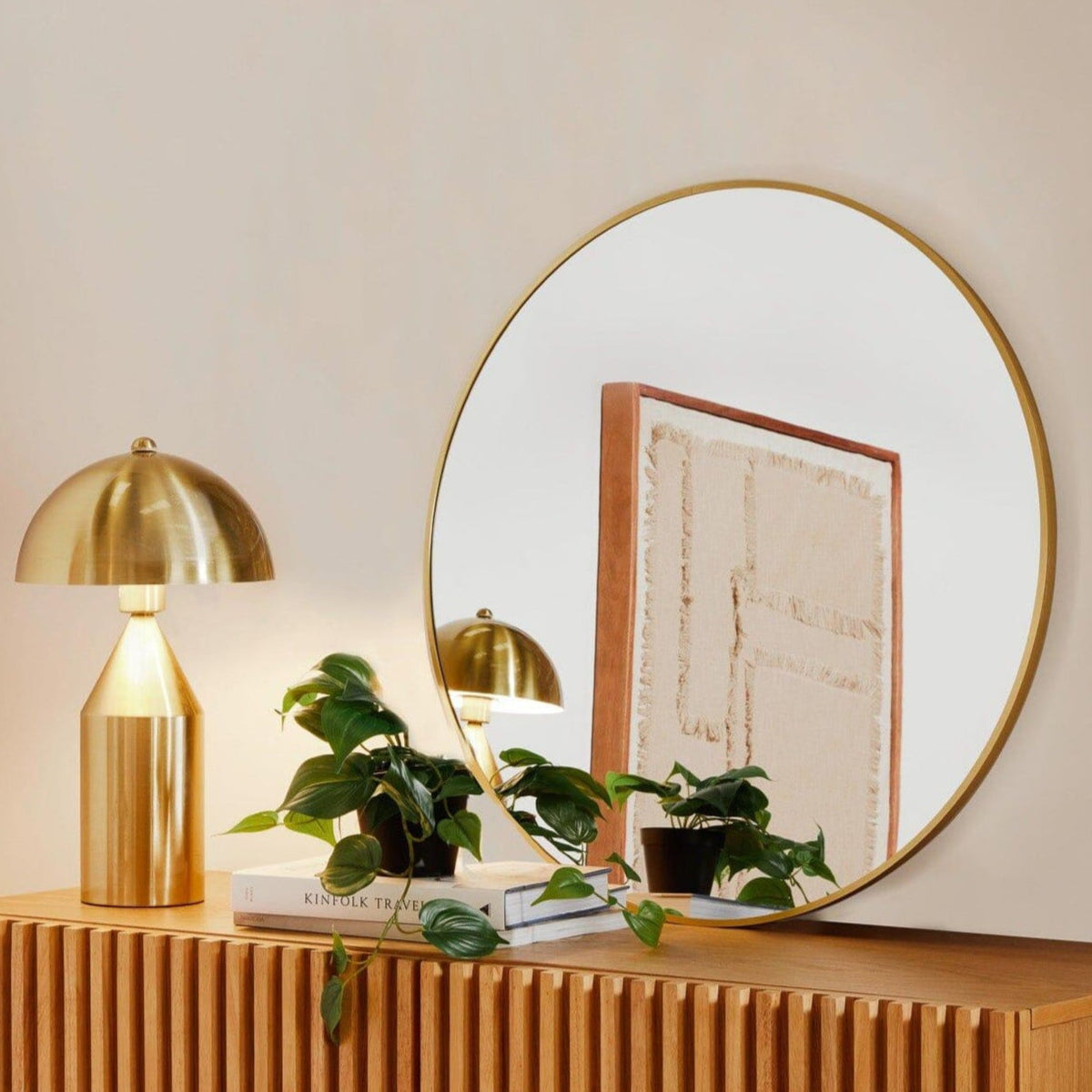 Marbury 50cm Metal Round Mirror - Gold - Laura James