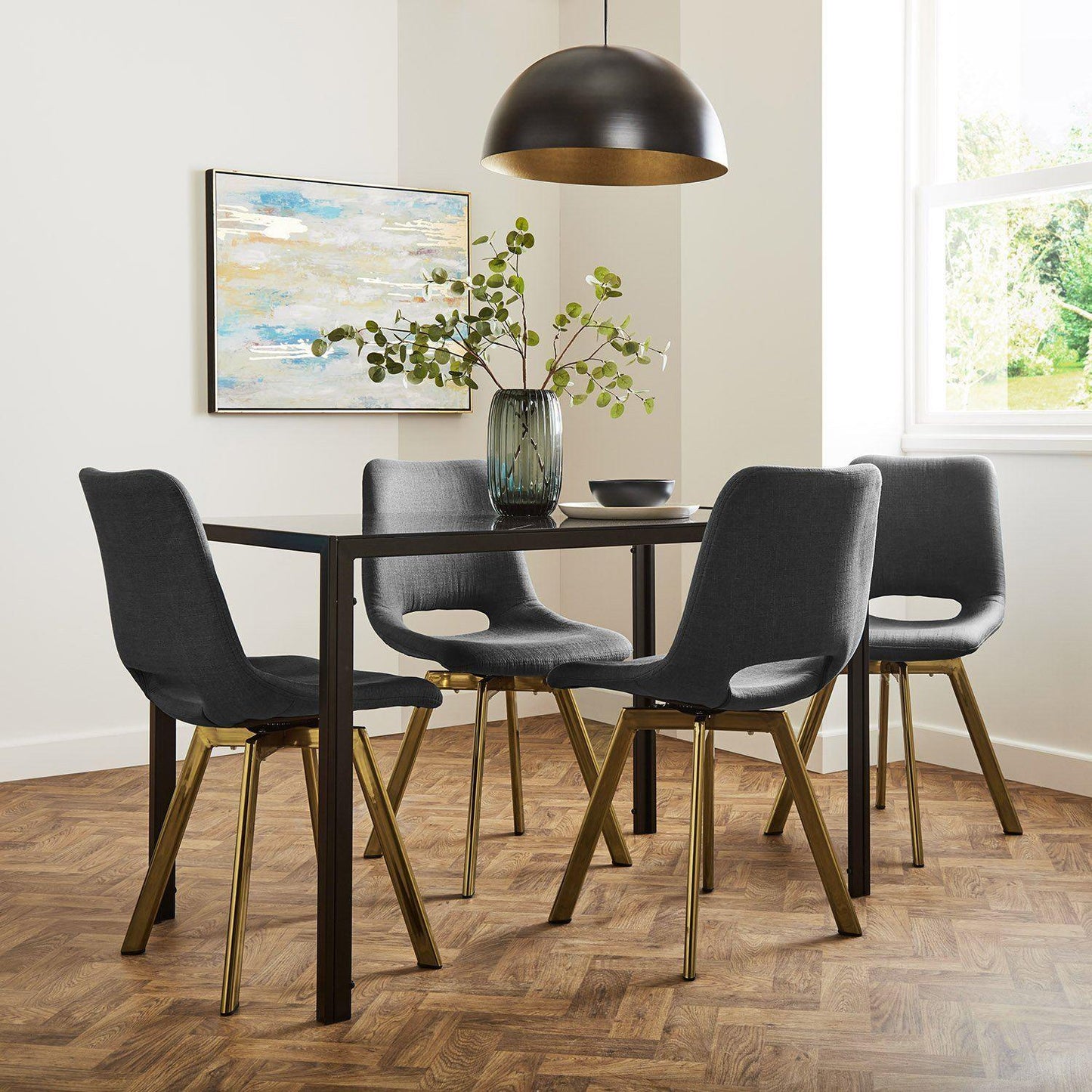 Margot dining chairs x2 - grey and brass- Laura James