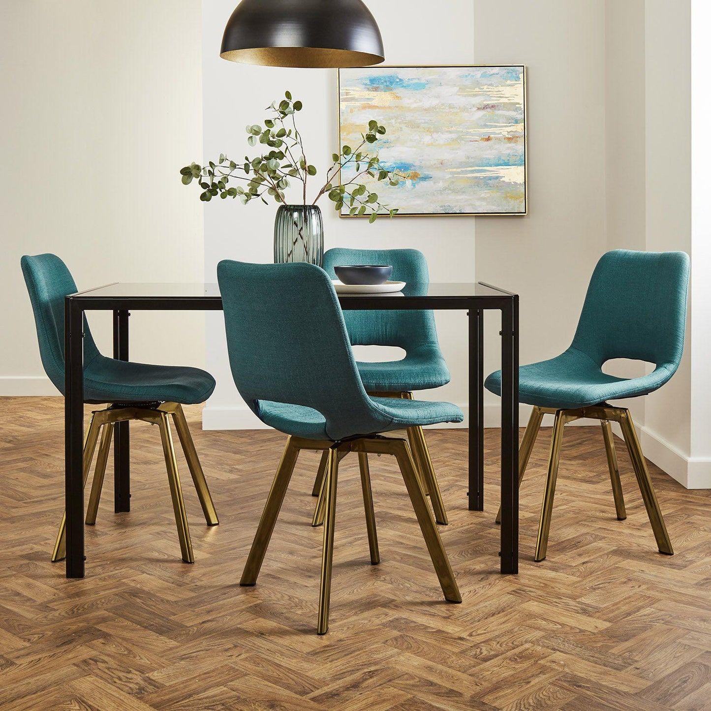 Margot dining chairs x2 - teal and brass- Laura James