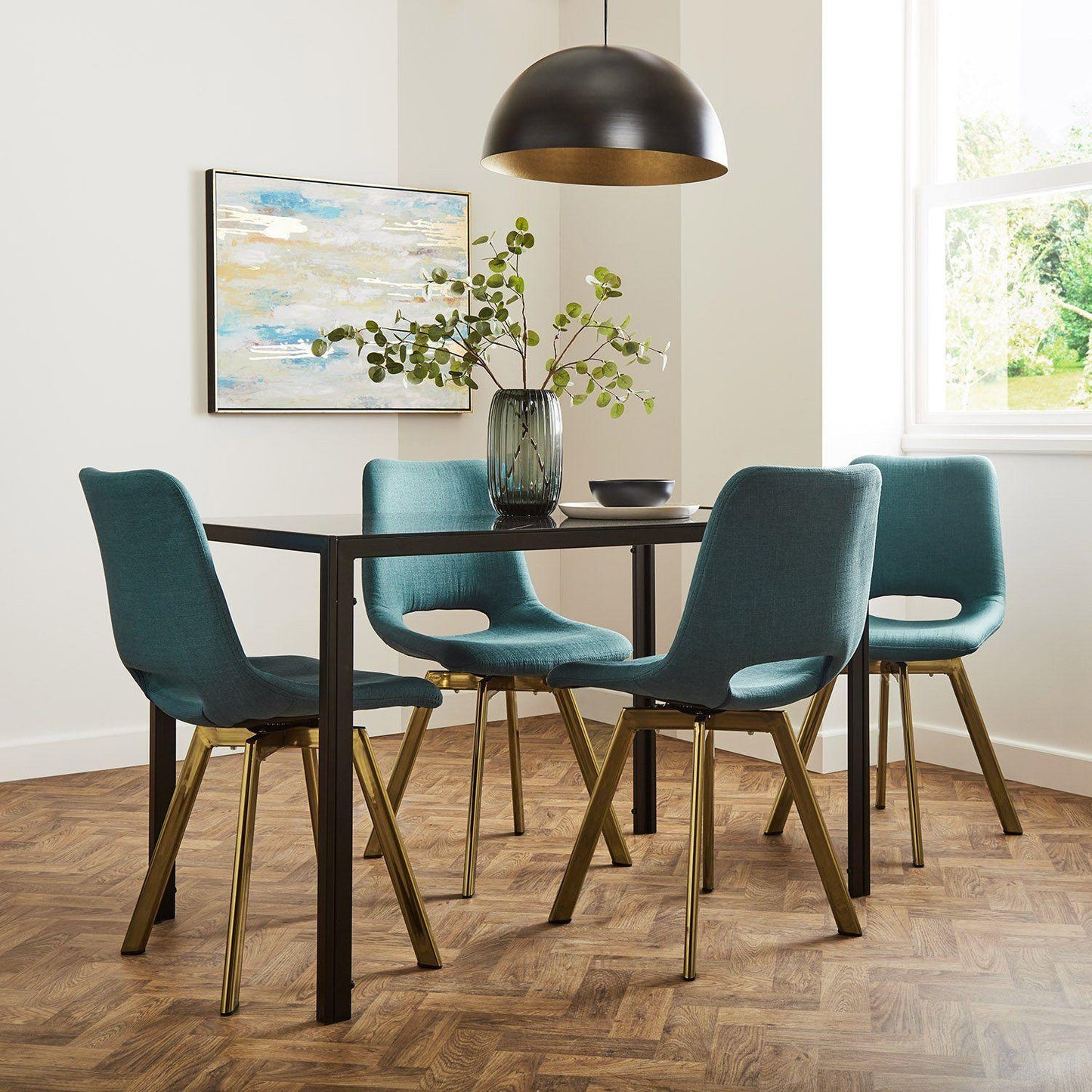Margot dining chairs x2 - teal and brass- Laura James