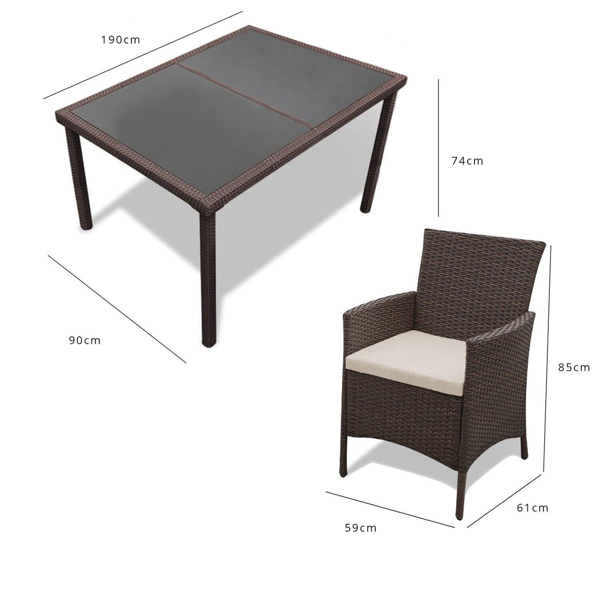Marston Brown 8 Seater Garden Table and Chair Set - Laura James